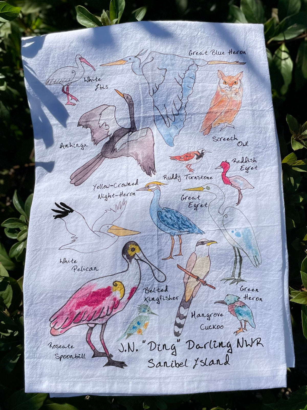 Birds of the Refuge Tea Towel - J.N. "Ding" Darling NWR, Sanibel Island, FL